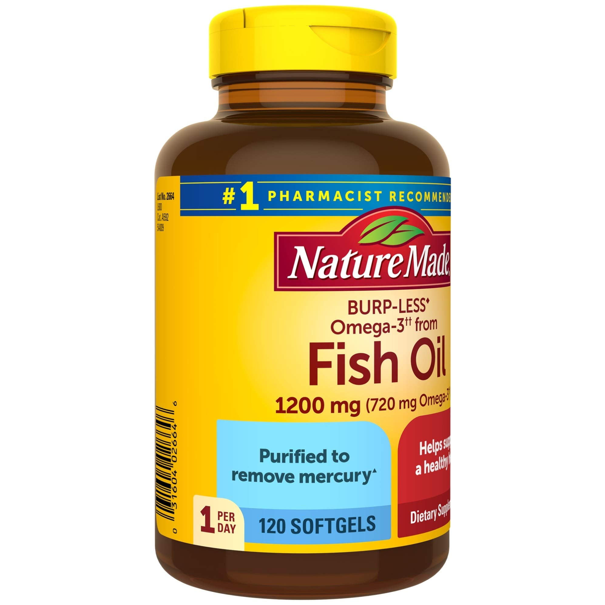 Nature Made Fish Oil 1200mg 120 ct Liquid Softgels Dietary Supplement