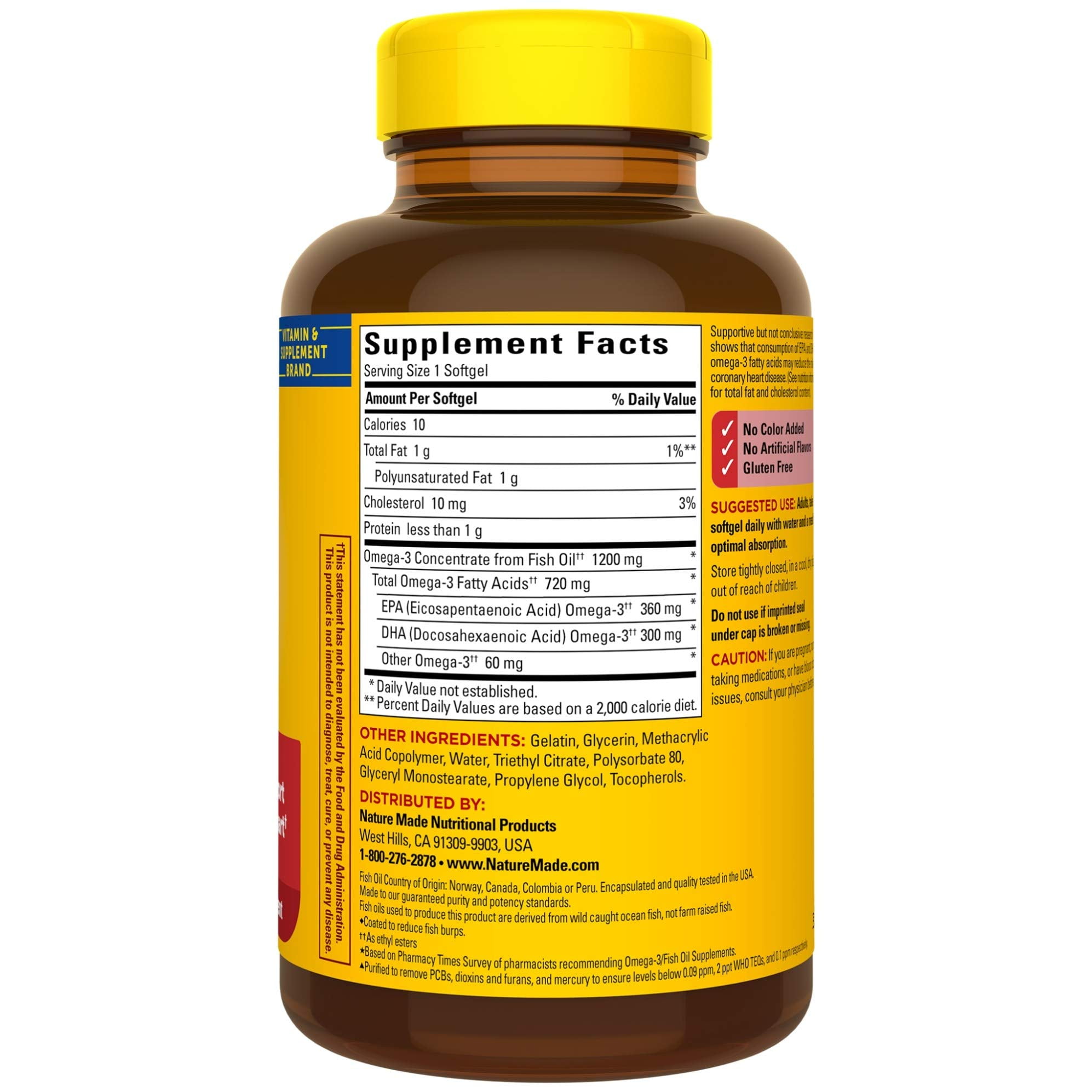 Nature Made Fish Oil 1200mg 120 ct Liquid Softgels Dietary Supplement