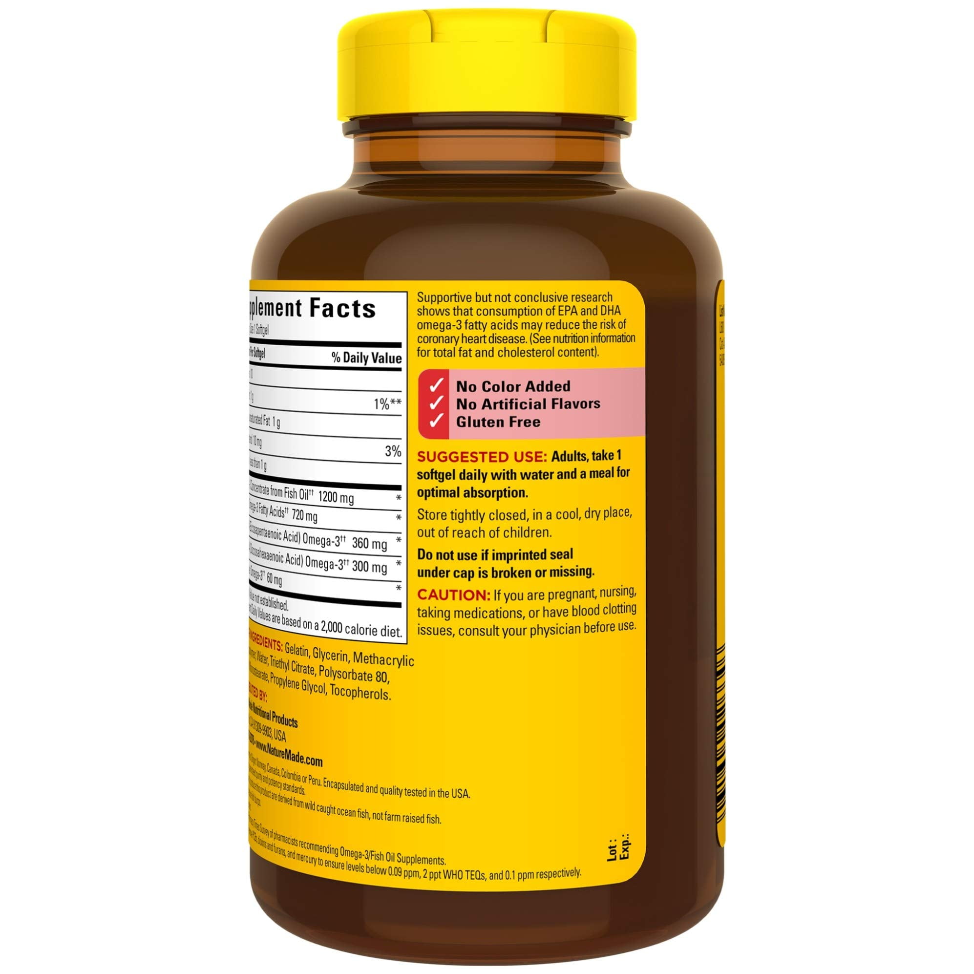 Nature Made Fish Oil 1200mg 120 ct Liquid Softgels Dietary Supplement