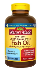 Nature Made Ultra Omega-3 Burpless Fish Oil Softgels 1400mg with Omega 3 1000mg 130 Ct