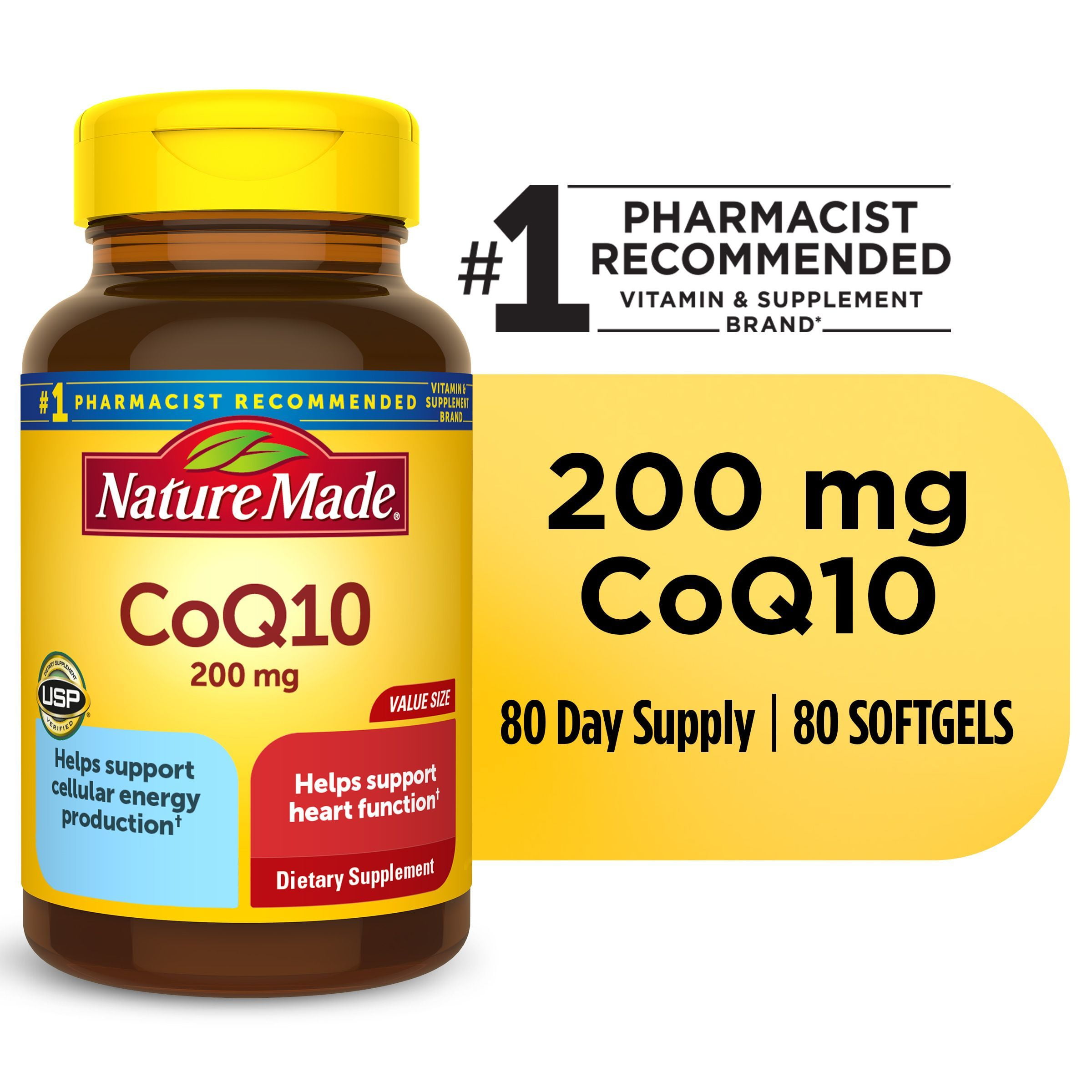Nature Made CoQ10 200mg Softgels Heart Health Support 80 Count Dietary Supplement