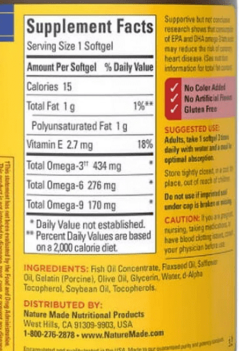 Nature Made Triple Omega-3-6-9 180 Ct for Heart Health and Wellness