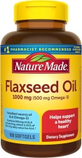 Nature Made Flaxseed Oil 1000 mg Fish Free Omega 3 Heart Health 100 Softgels 100 Day Supply