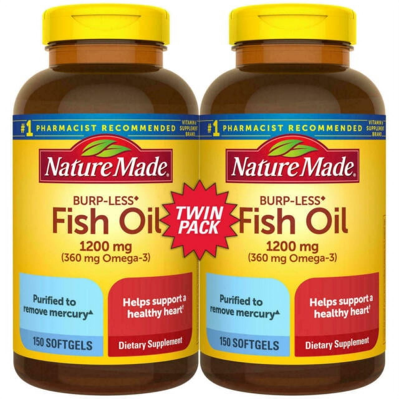 Nature Made 1200mg 60ct Burpless Fish Oil Softgels 2 Pack