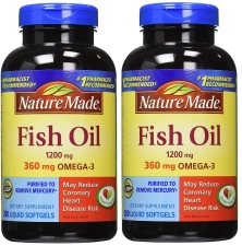 Nature Made Fish Oil 1200 mg 200 Liquid Softgels 2 Pack for Heart & Brain Health
