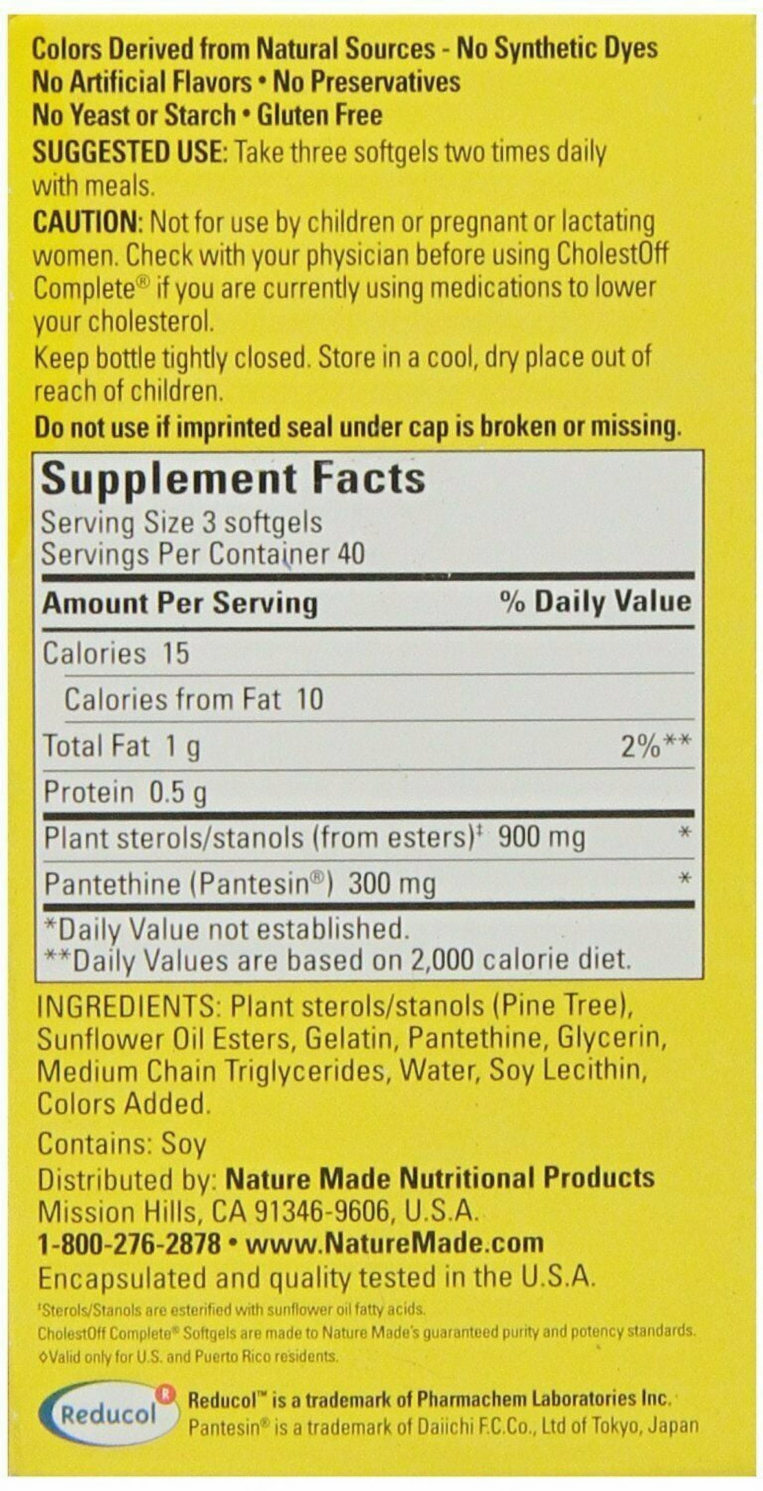 NatureMade CholestOff Complete Softgels 120 Count Pack of 2 for Heart Health Support