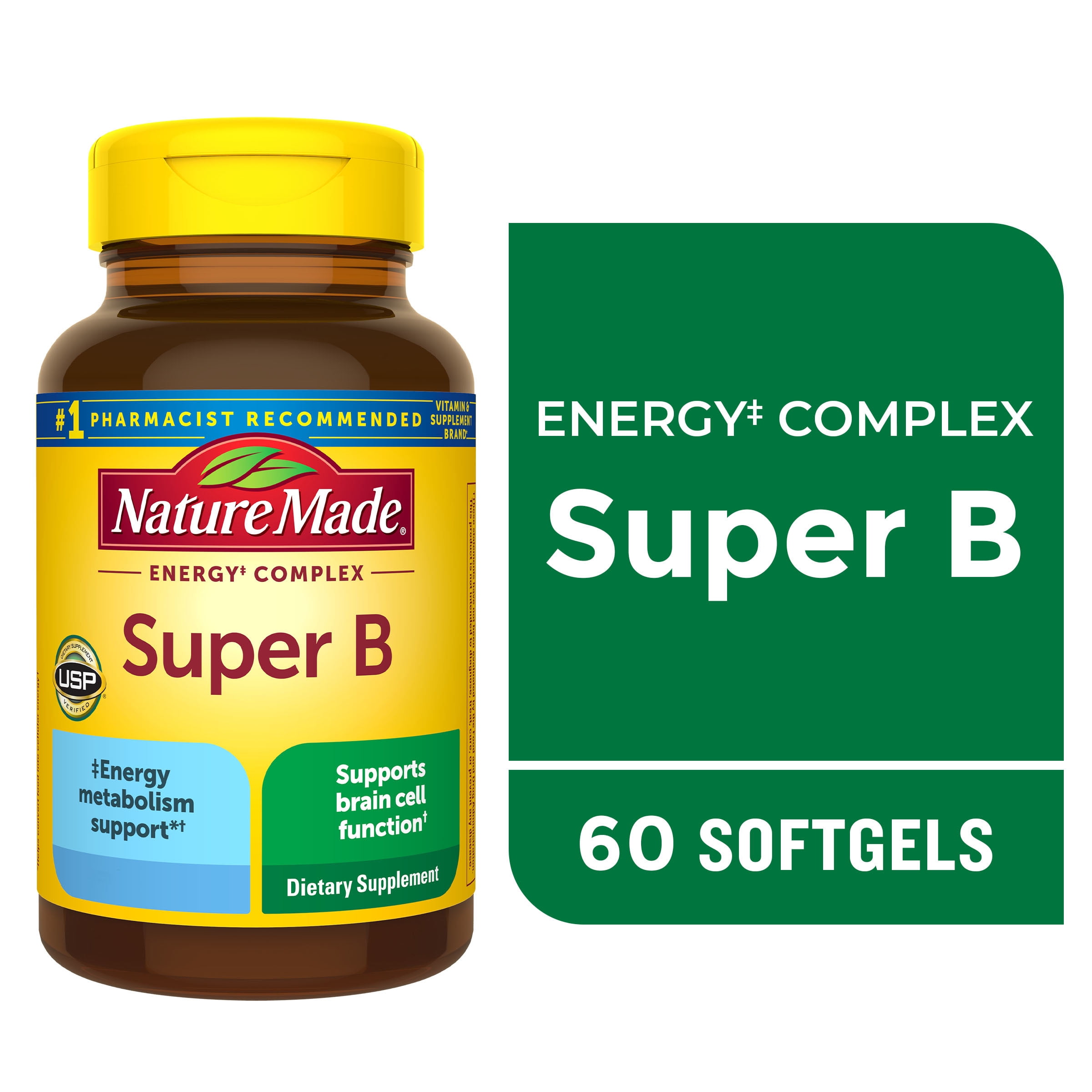 Nature Made Super B Energy Complex Softgels Dietary Supplement 60 Count
