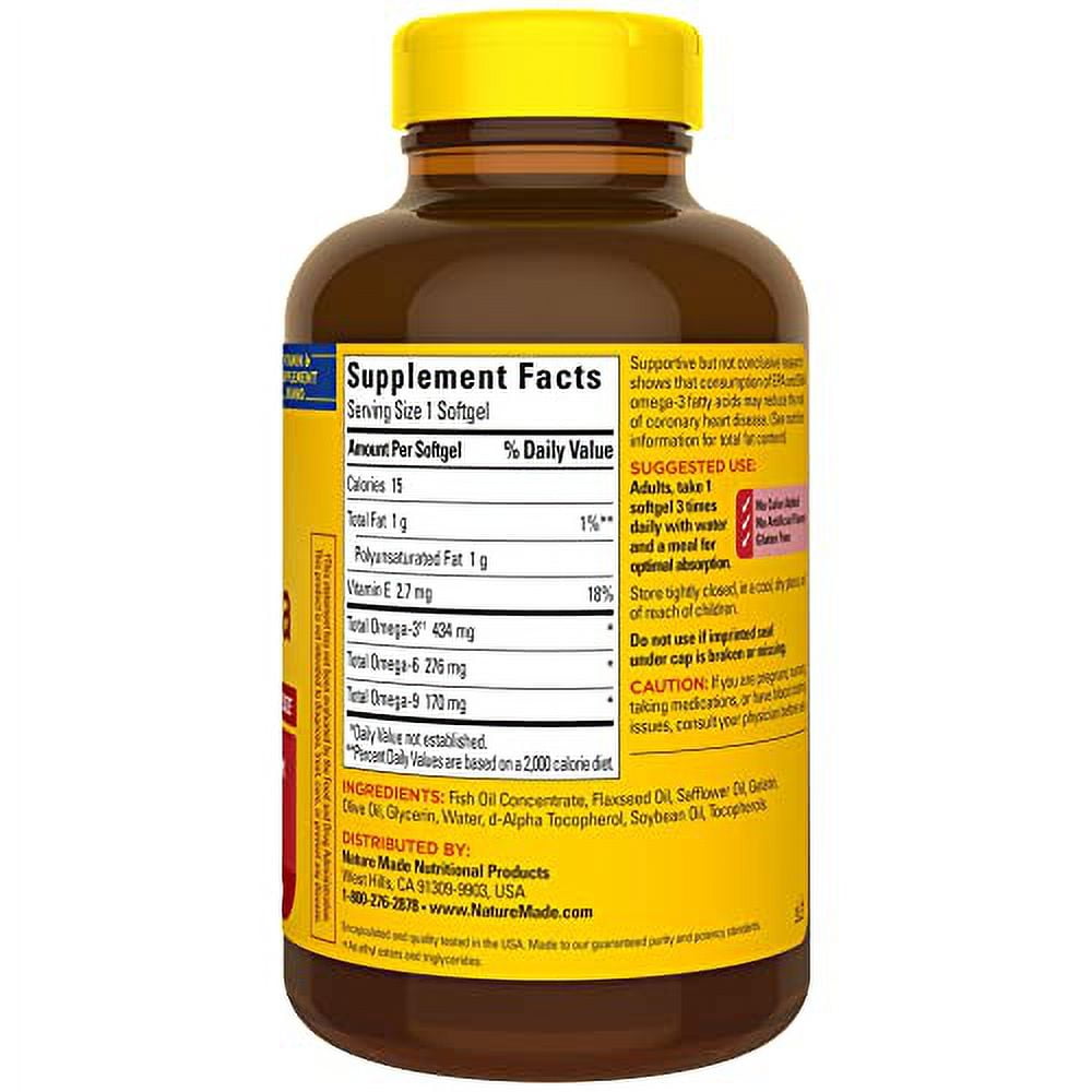 Nature Made Triple Omega 3 6 9 150 Softgels for Heart Health Support