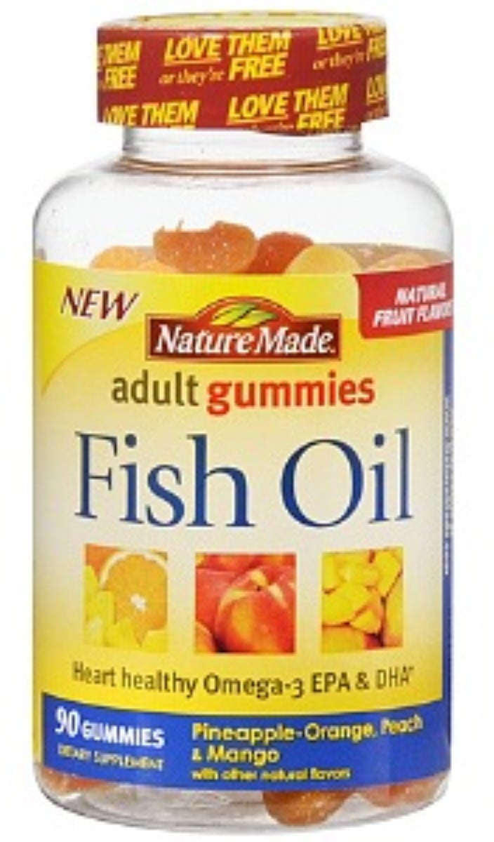 Nature Made Fish Oil Adult Gummies Pineapple Orange Peach Mango 90 ea