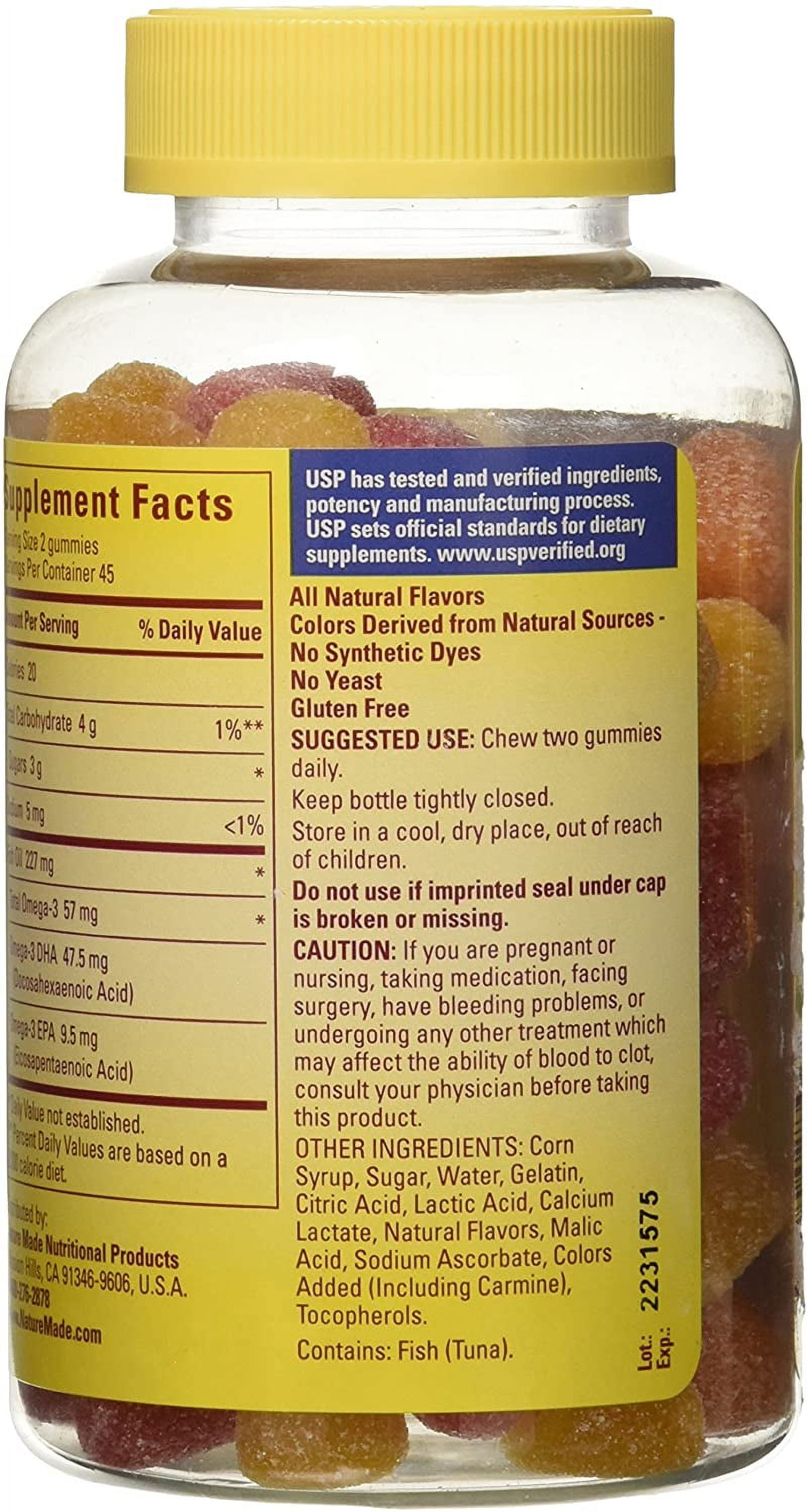 Nature Made Fish Oil Adult Gummies Pineapple Orange Peach Mango 90 ea