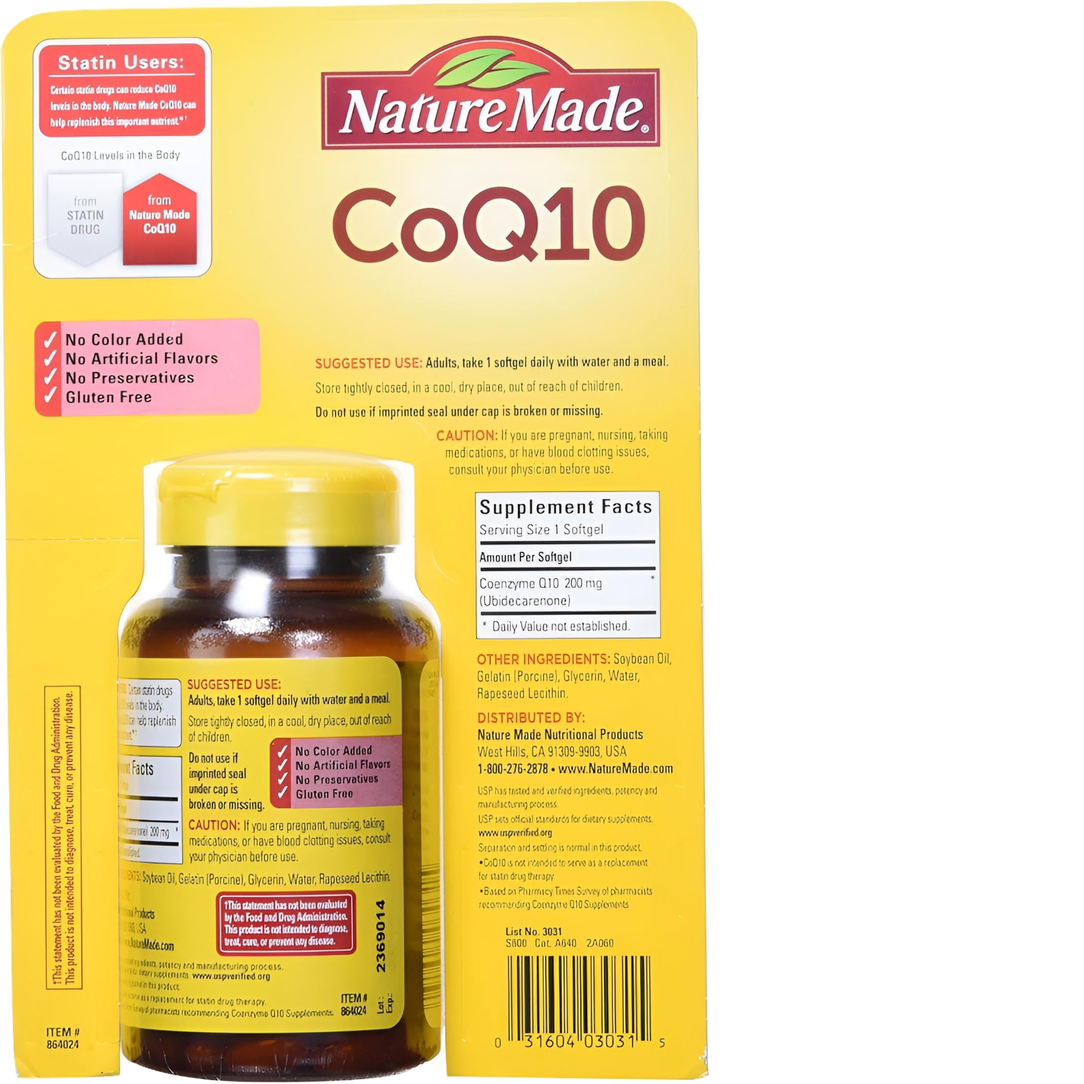 Nature Made CoQ10 200mg 140 Softgels for Heart Health