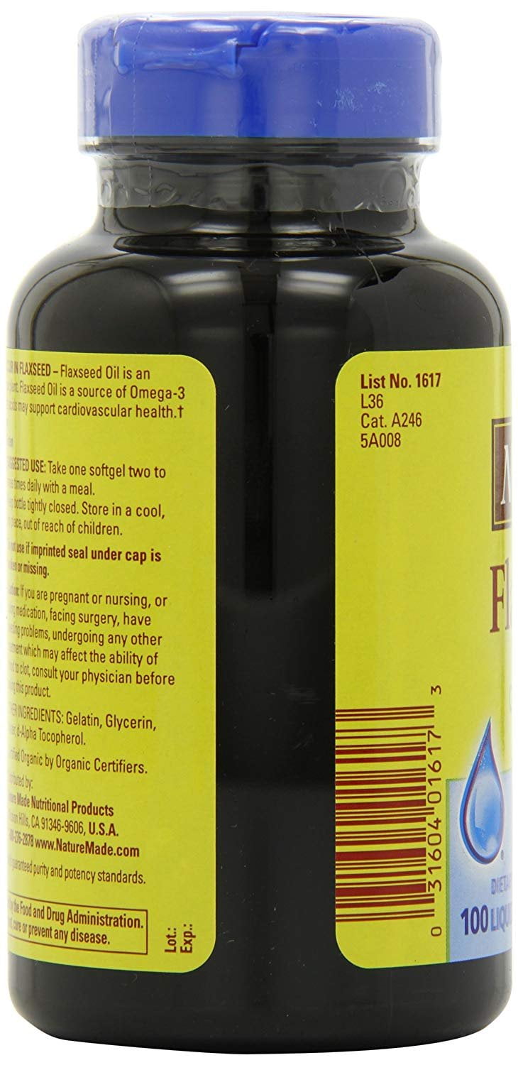 Nature mate Flaxseed Oil Softgels 1000mg, Pack of 100