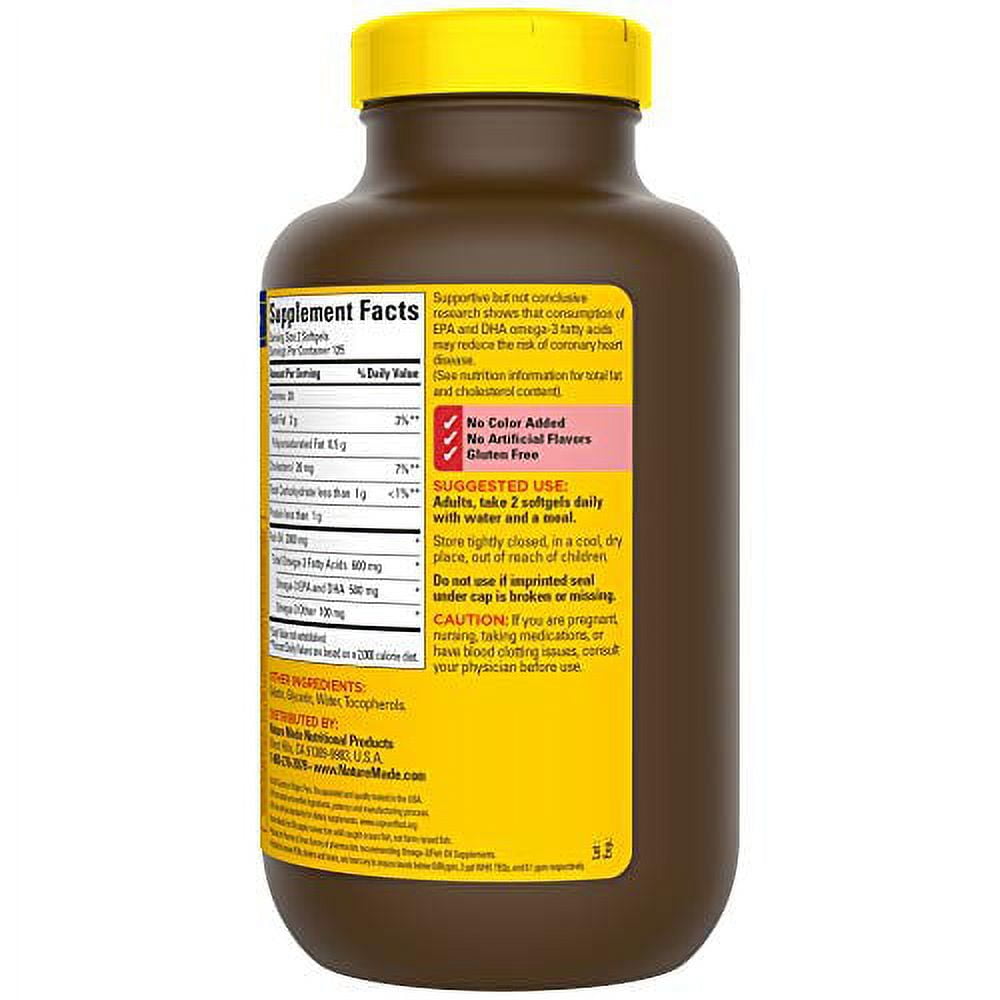 Nature Made Fish Oil 1000 mg 250 Softgels Value Size Omega 3 Supplement For Heart Health