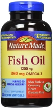 Nature Made Omega 3 Fish Oil Softgels 1200mg 200 Count
