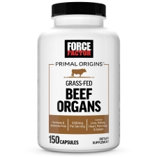 Force Factor Primal Origins Beef Organ Supplement - Pasture-Raised Grass Fed Beef - 150 Capsules