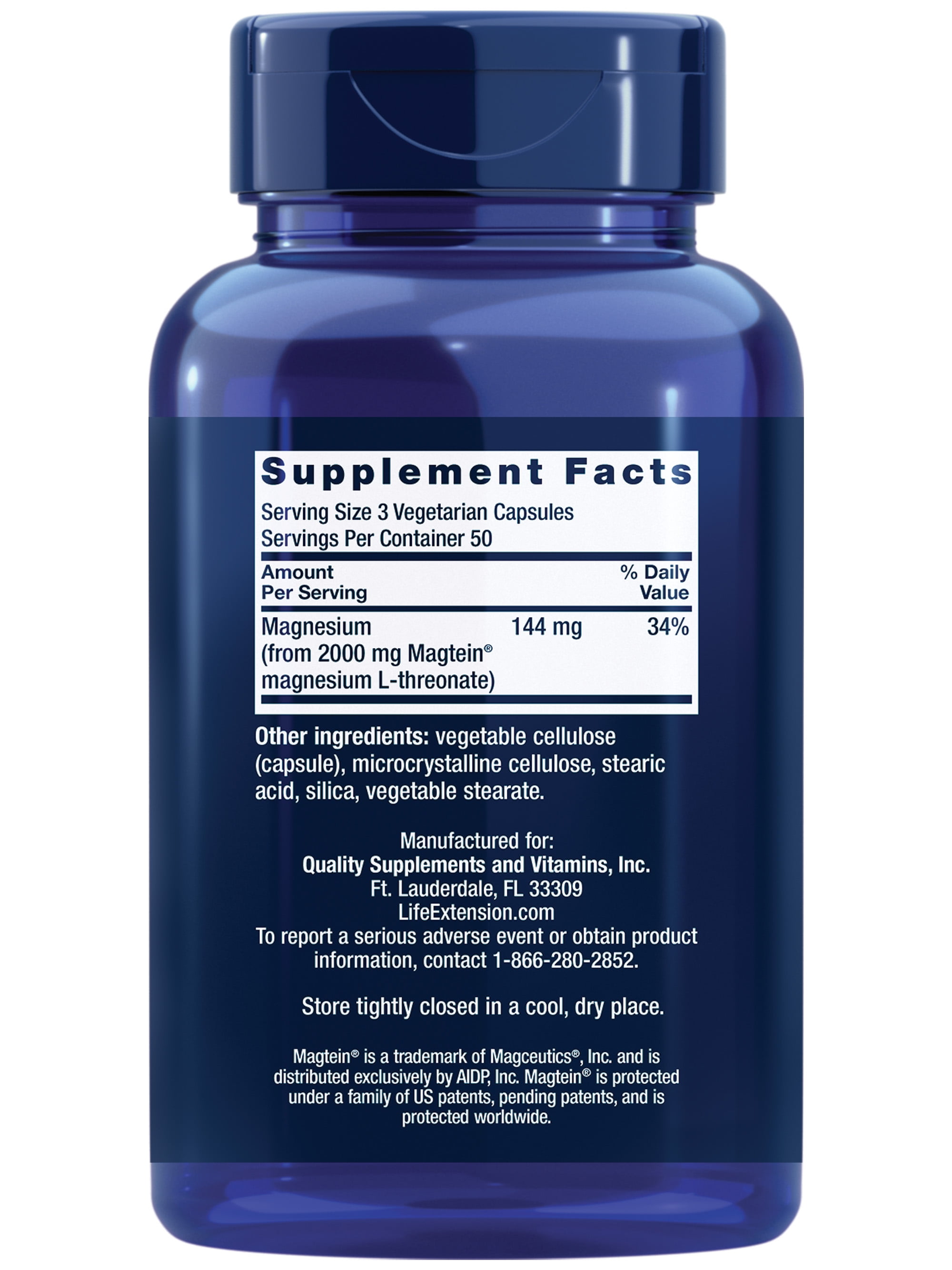 Life Extension Neuro Mag Magnesium L-threonate Brain Health Memory Attention Gluten Free Vegetarian Non-GMO 90 Vegetarian Capsules