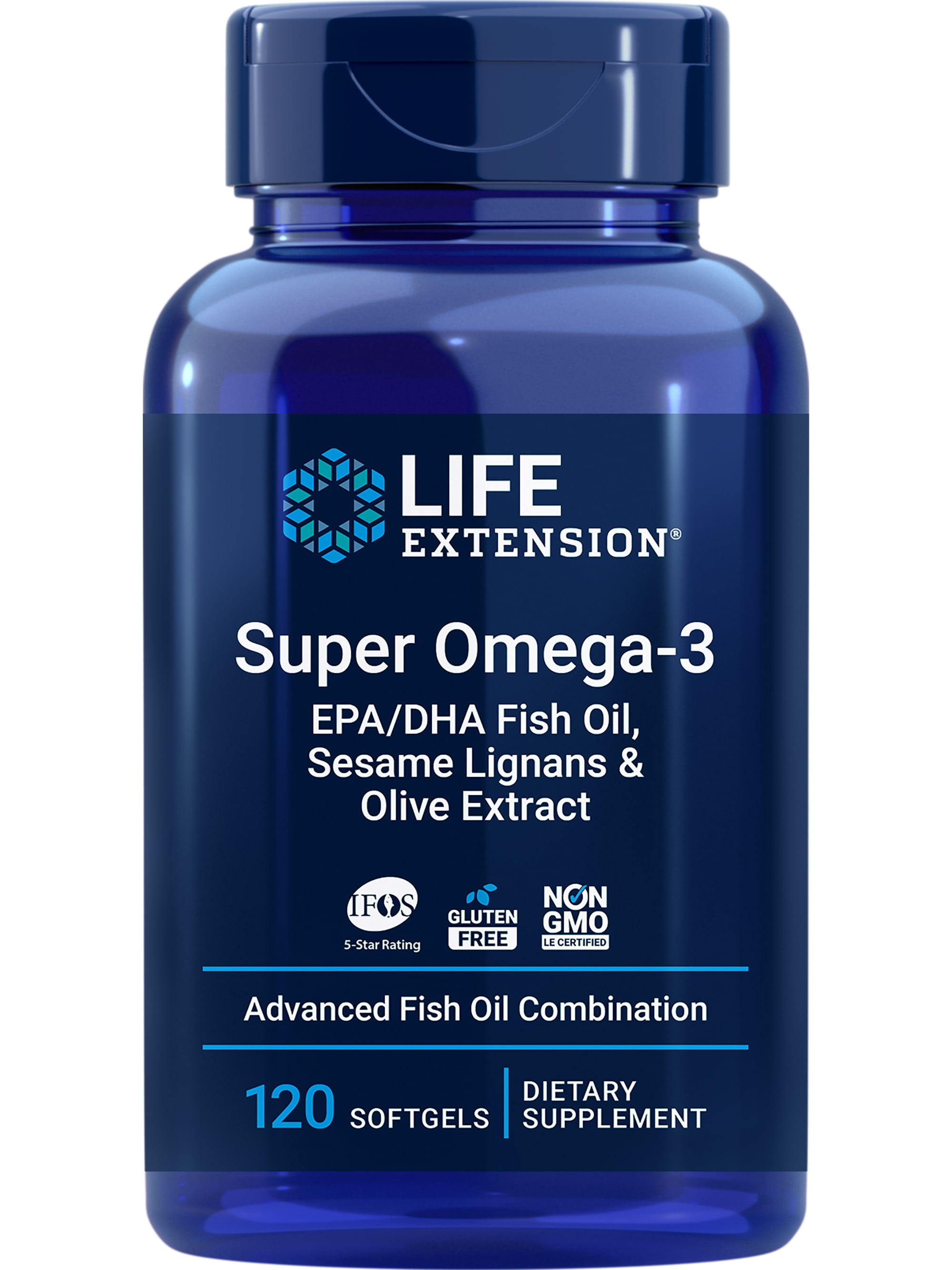 LIFE EXTENSION SUPER OMEGA-3 FISH OIL WITH SESAME LIGNANS & OLIVE EXTRACT - HEART, BRAIN HEALTH - INFLAMMATION MANAGEMENT - GLUTEN-FREE & NON-GMO - 120 SOFTGELS