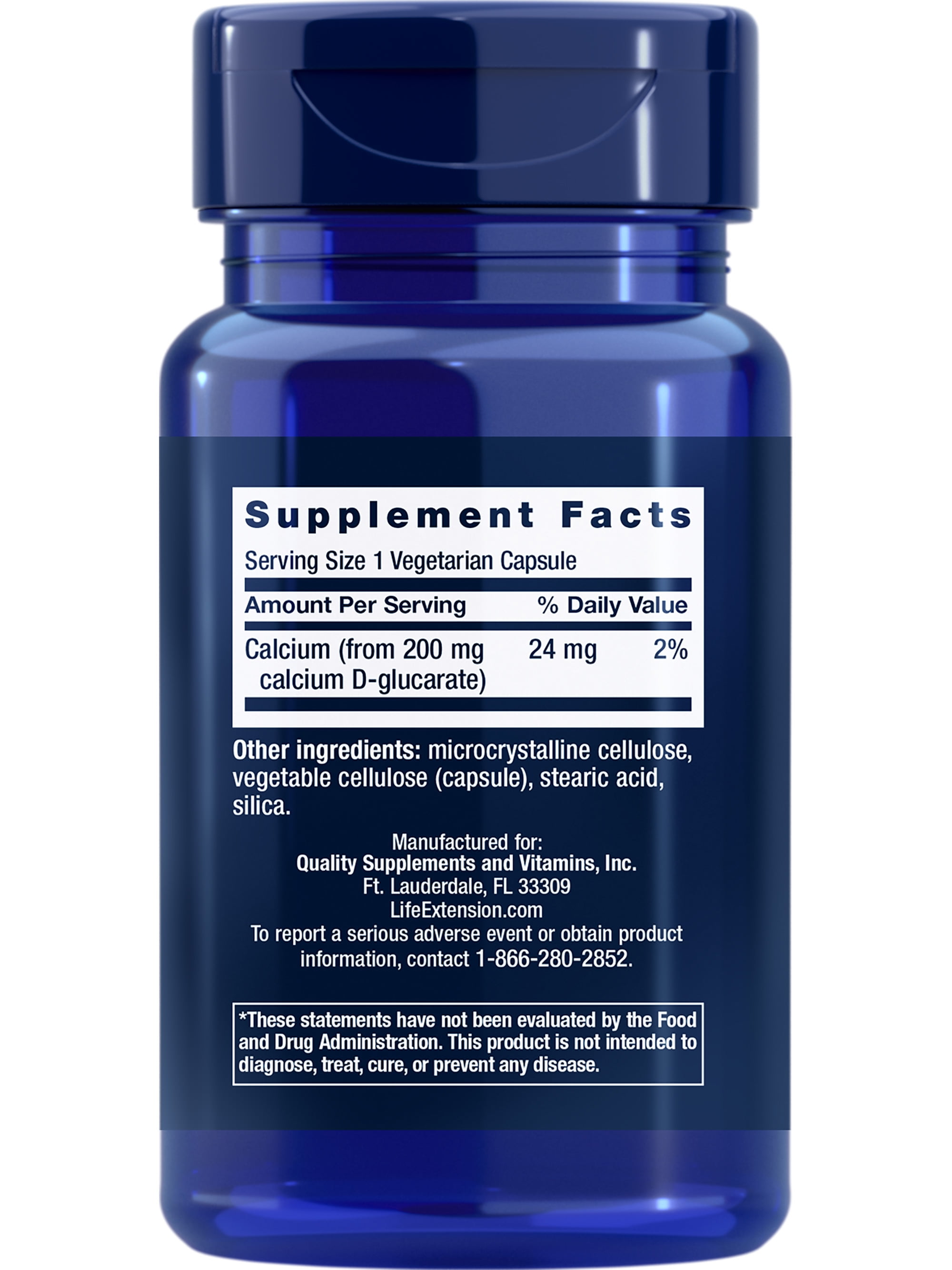 LIFE EXTENSION CALCIUM D-GLUCARATE 200MG SUPPORTS DETOX HELPS FLUSH OUT UNWANTED GLUTEN-FREE NON-GMO VEGETARIAN 60 CAPSULES