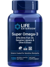 LIFE EXTENSION SUPER OMEGA-3 FISH OIL WITH SESAME LIGNANS, OLIVE EXTRACT - HEART BRAIN INFLAMMATION SUPPORT - GLUTEN-FREE ENTERIC-COATED 120 SOFTGELS