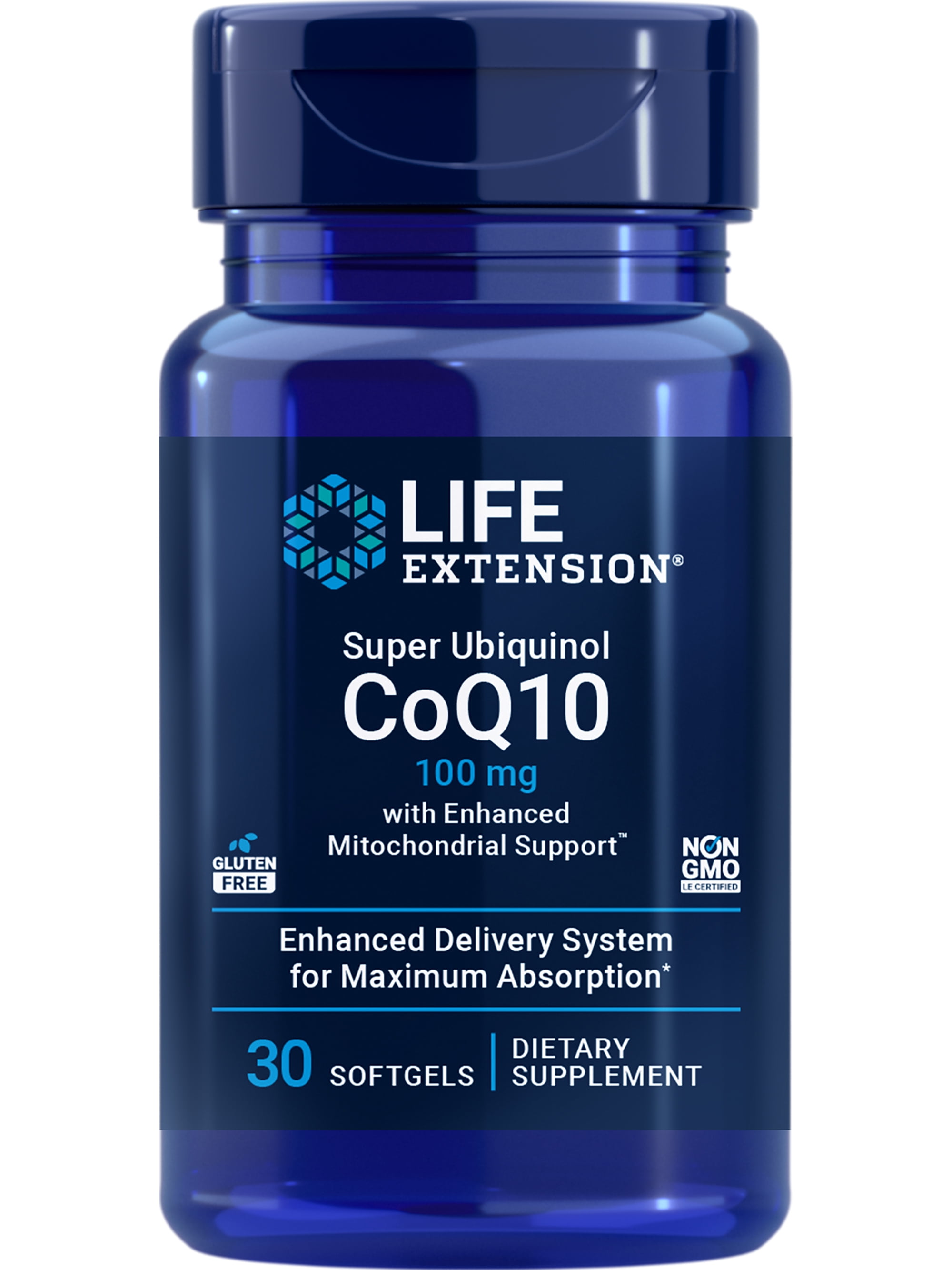 LIFE EXTENSION SUPER UBIQUINOL COQ10 100MG HEART HEALTH ANTI-AGING CHOLESTEROL ENERGY MANAGEMENT SUPPLEMENT GLUTEN-FREE NON-GMO 30 SOFTGELS