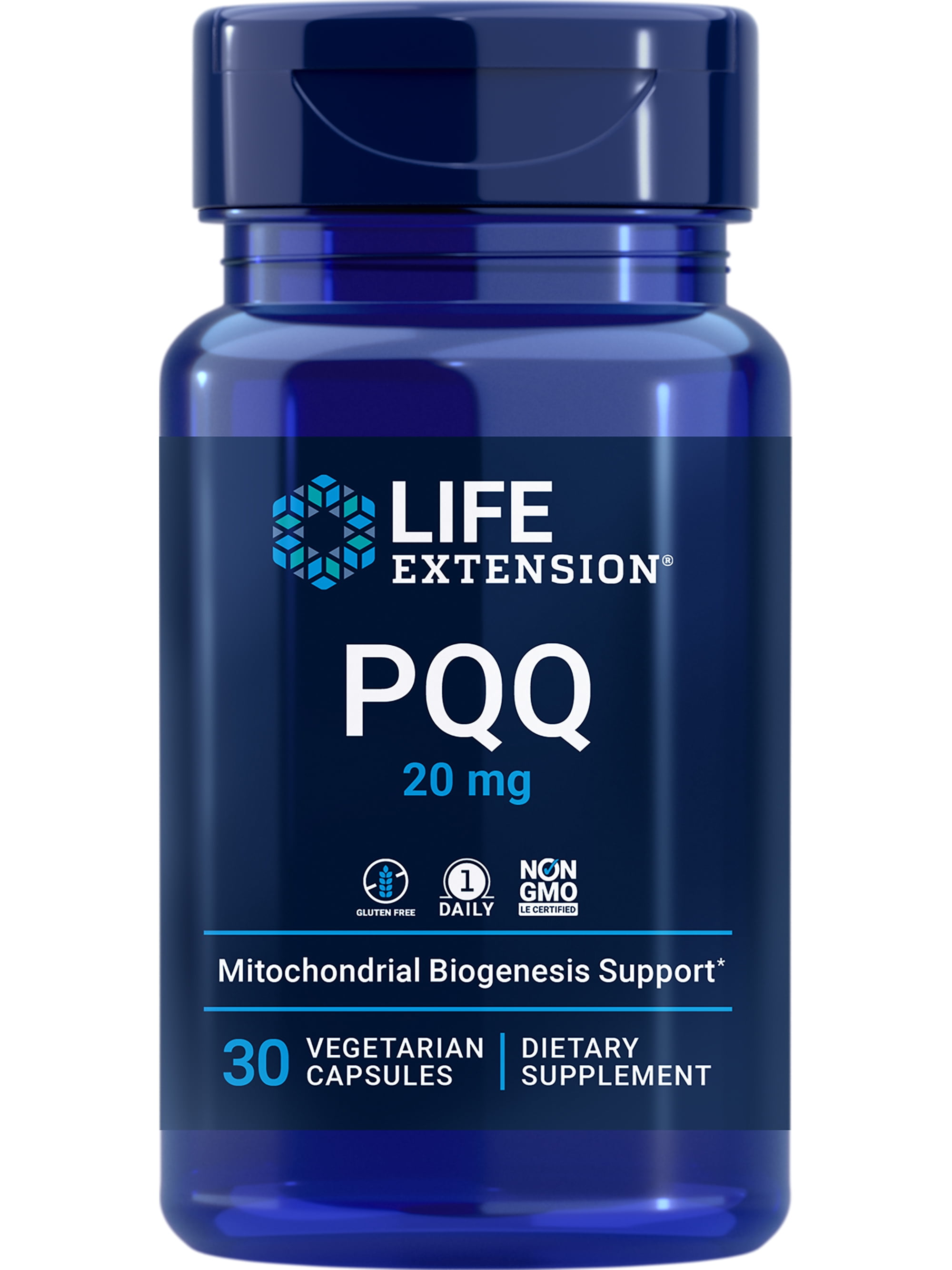 LIFE EXTENSION PQQ 20MG PROMOTES GROWTH OF NEW CELLULAR MITOCHONDRIA GLUTEN-FREE NON-GMO ONCE DAILY 30 VEGETARIAN CAPSULES