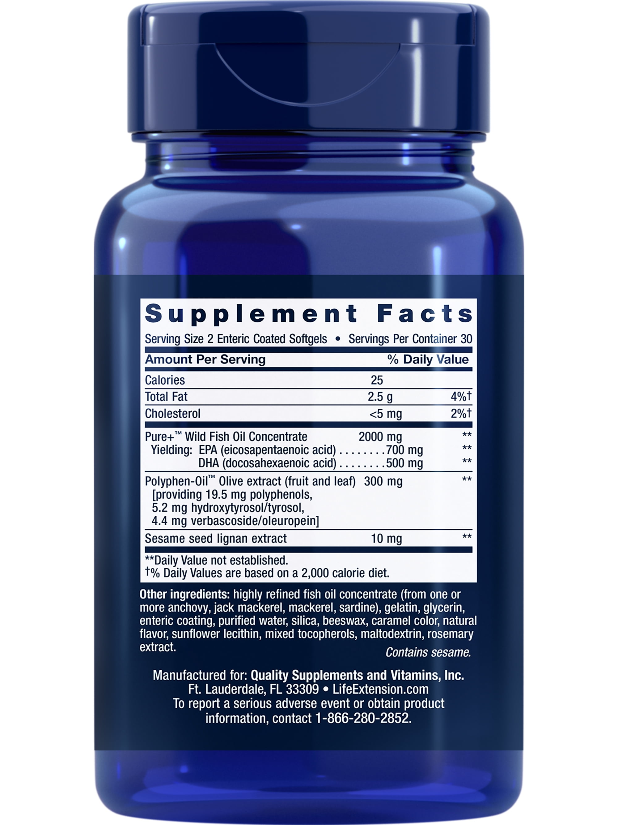 LIFE EXTENSION SUPER OMEGA-3 EPA DHA FISH OIL WITH SESAME LIGNANS OLIVE EXTRACT FOR HEART BRAIN HEALTH INFLAMMATION CHOLESTEROL SUPPORT 60 SOFTGELS GLUTEN-FREE NON-GMO