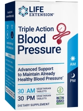 LIFE EXTENSION TRIPLE ACTION BLOOD PRESSURE SUPPORT WITH FLAVONOID QUERCETIN GLUTEN FREE NON-GMO 30 AM VEGETARIAN TABLETS