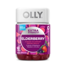 OLLY Extra Strength Elderberry Gummies Immune Support Vitamin C D Zinc Berry 60 ct
