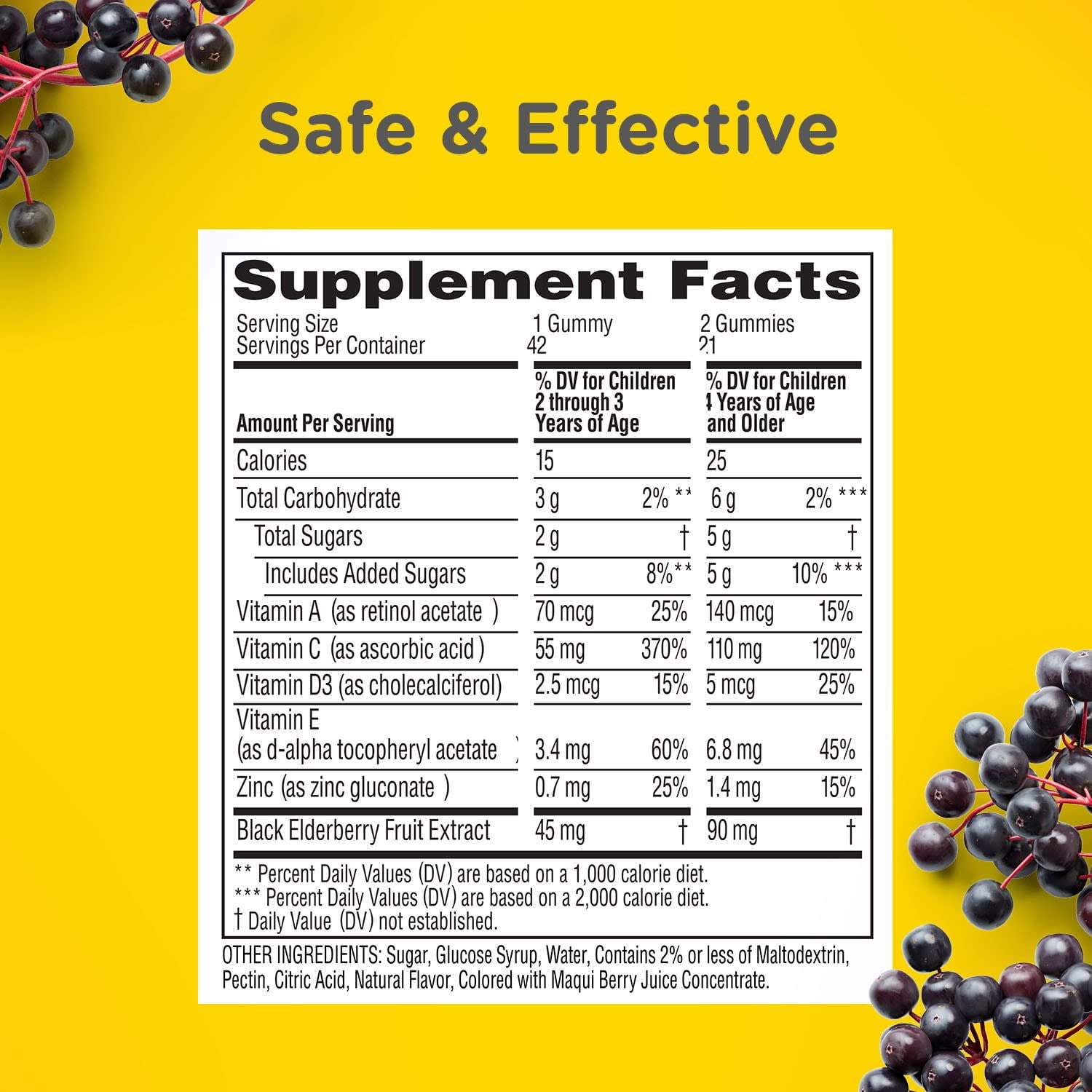 Zarbee's Childrens Daily Immune Support Gummies with Elderberry 42 Ct