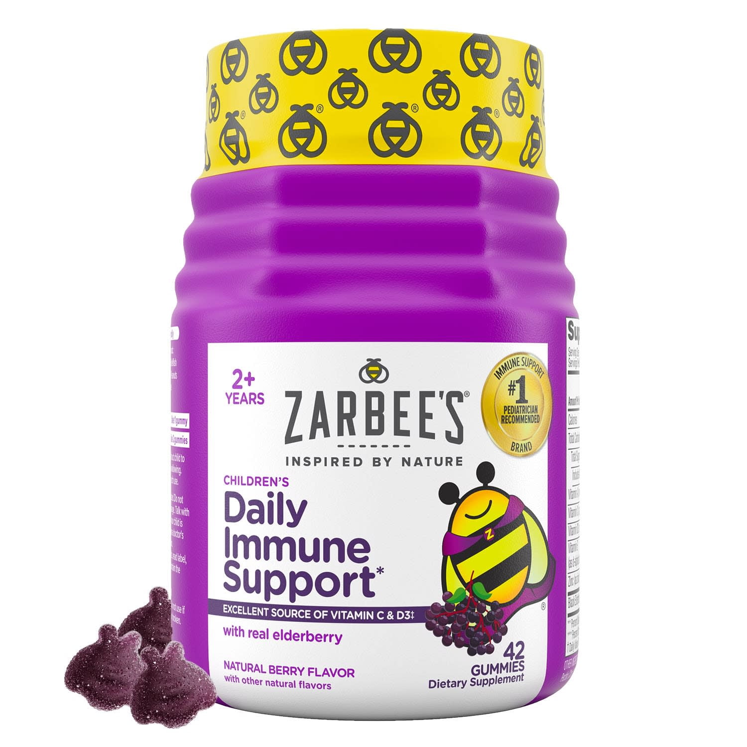 Zarbee's Childrens Daily Immune Support Gummies with Elderberry 42 Ct