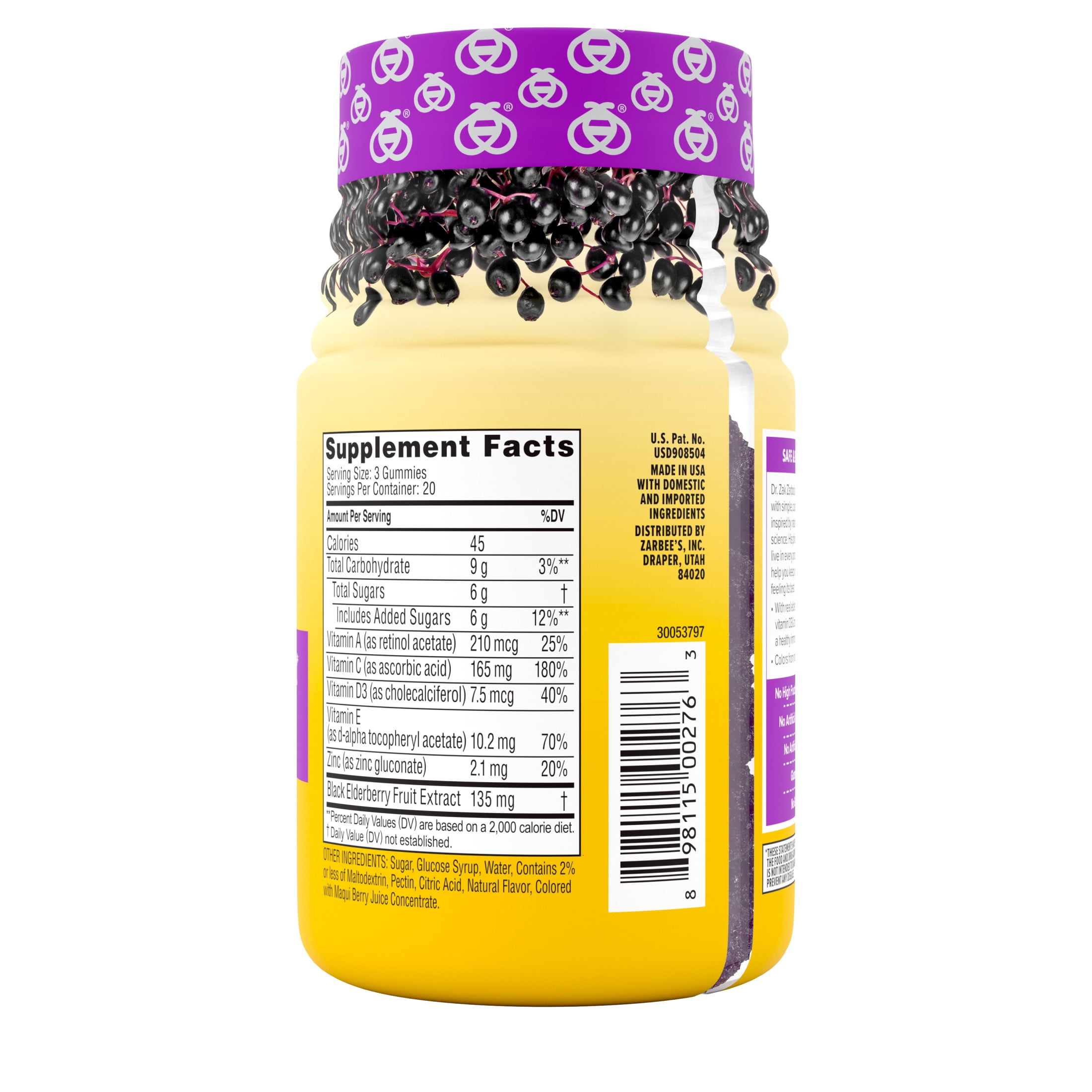 Zarbees Daily Immune Support Gummies Real Elderberry 60 Ct