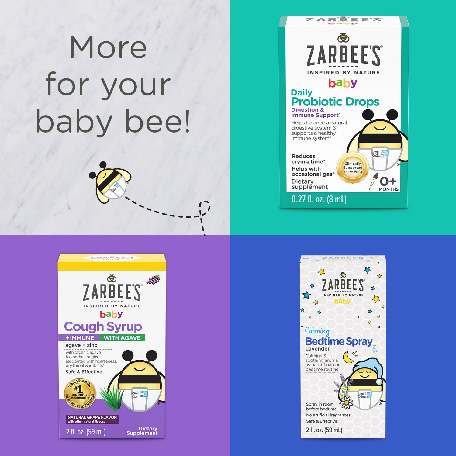 Zarbees Baby Cough Syrup Immune Boosting Grape Flavor 2 x 2 oz