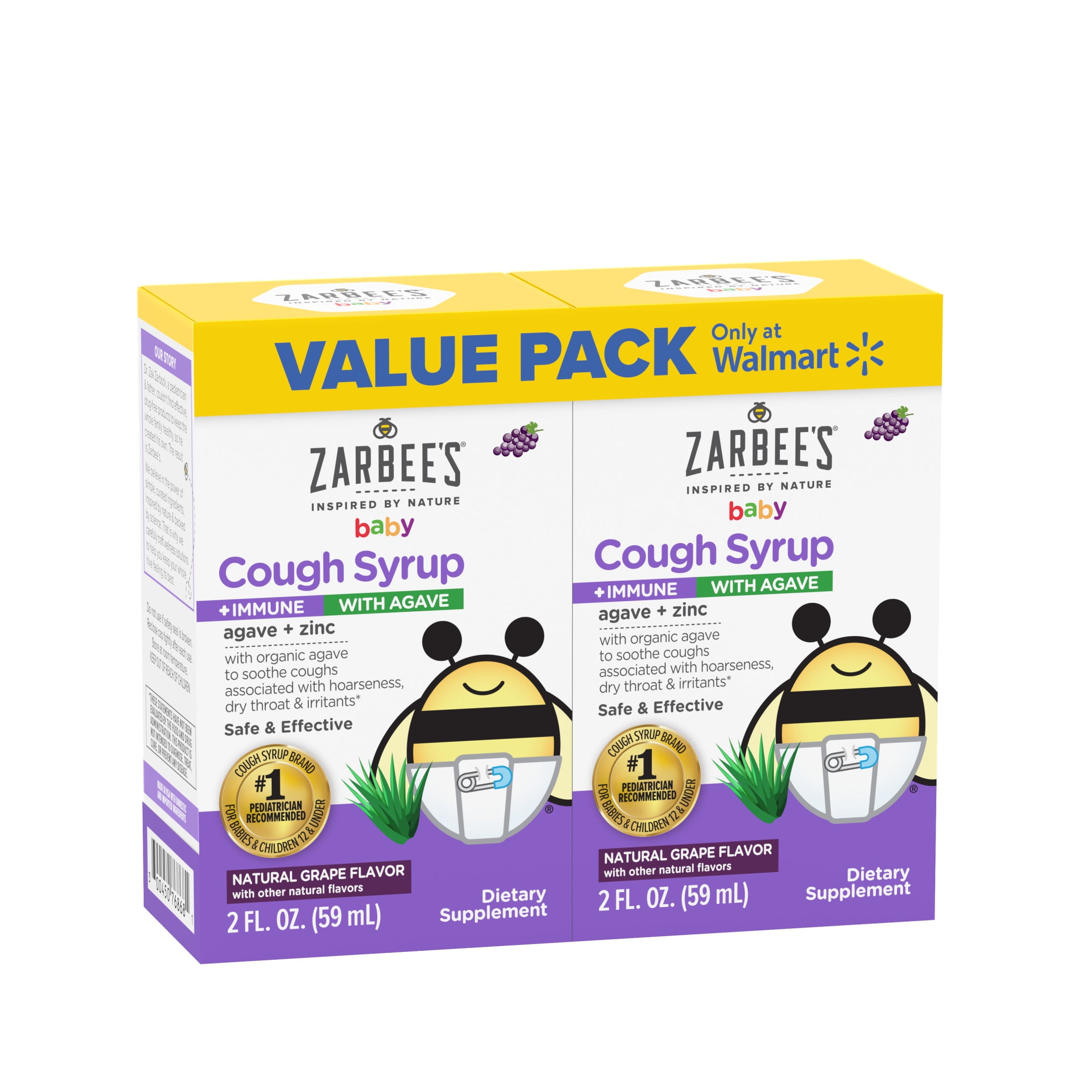 Zarbees Baby Cough Syrup Immune Boosting Grape Flavor 2 x 2 oz