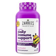 Zarbee's Childrens Elderberry Immune Support Gummies Vitamin C Zinc Natural Berry Flavor 70 Count