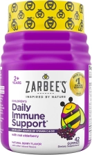 Zarbee's Kids Elderberry Vitamin C Zinc Gummies Immune Support Natural Berry Flavor 42 Count - For Children Ages 2+