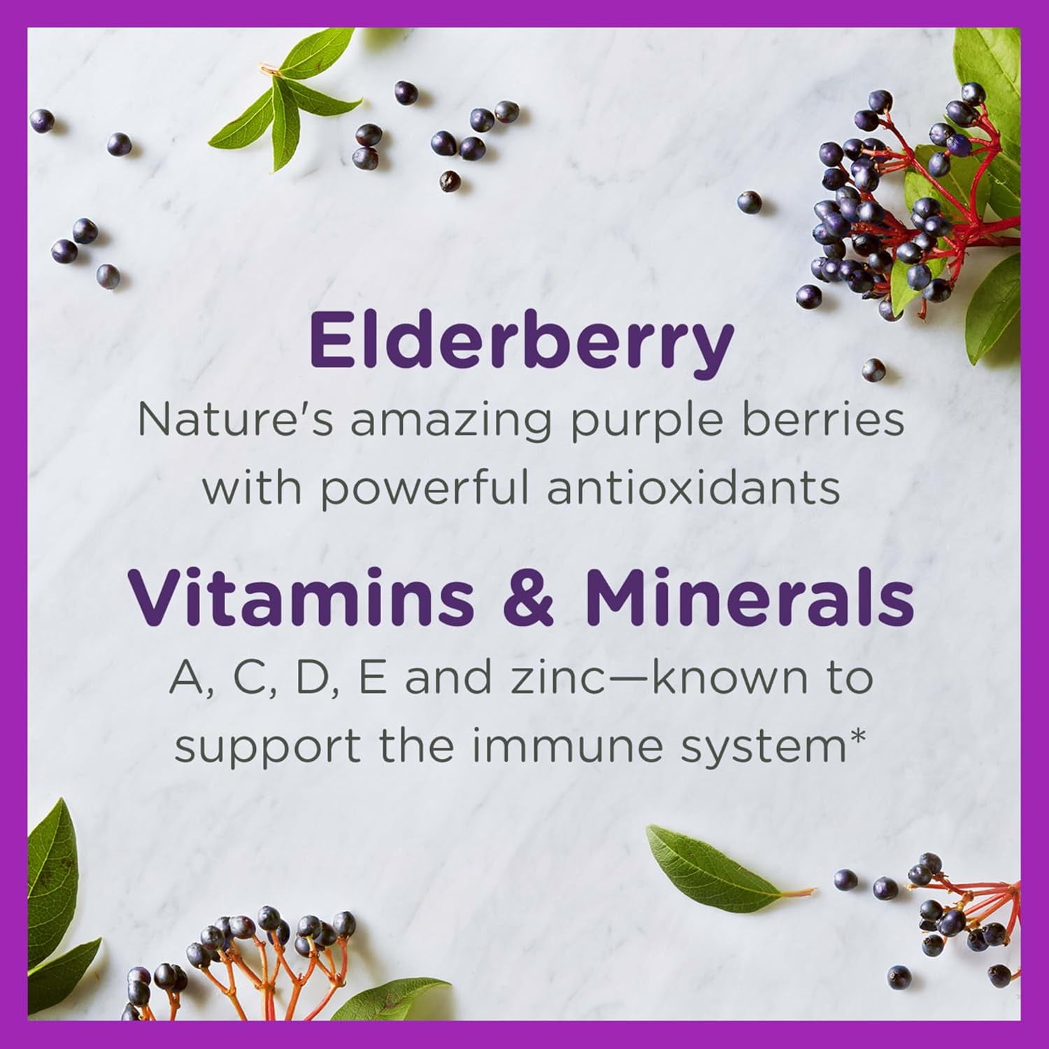 Zarbee's Kids Elderberry Vitamin C Zinc Gummies Immune Support Natural Berry Flavor 42 Count - For Children Ages 2+