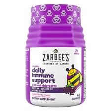 Zarbee's Kids Elderberry Gummies Vitamin C Zinc Immune Support Childrens Gummy Ages 2+ Natural Berry Flavor 42 Count