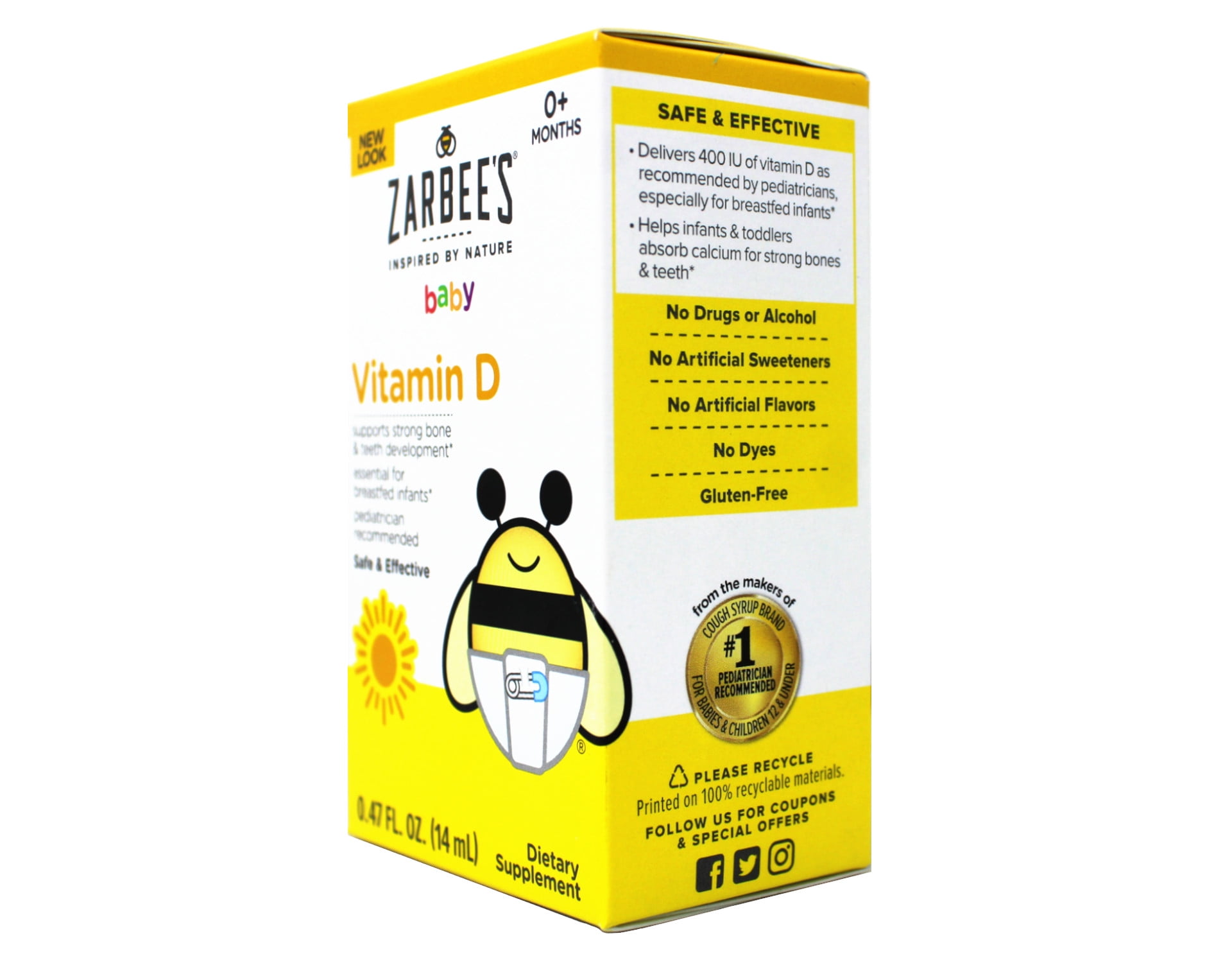 Zarbee Baby Vitamin D Supplement Infant Drops 0.47 fl oz Pack of 3