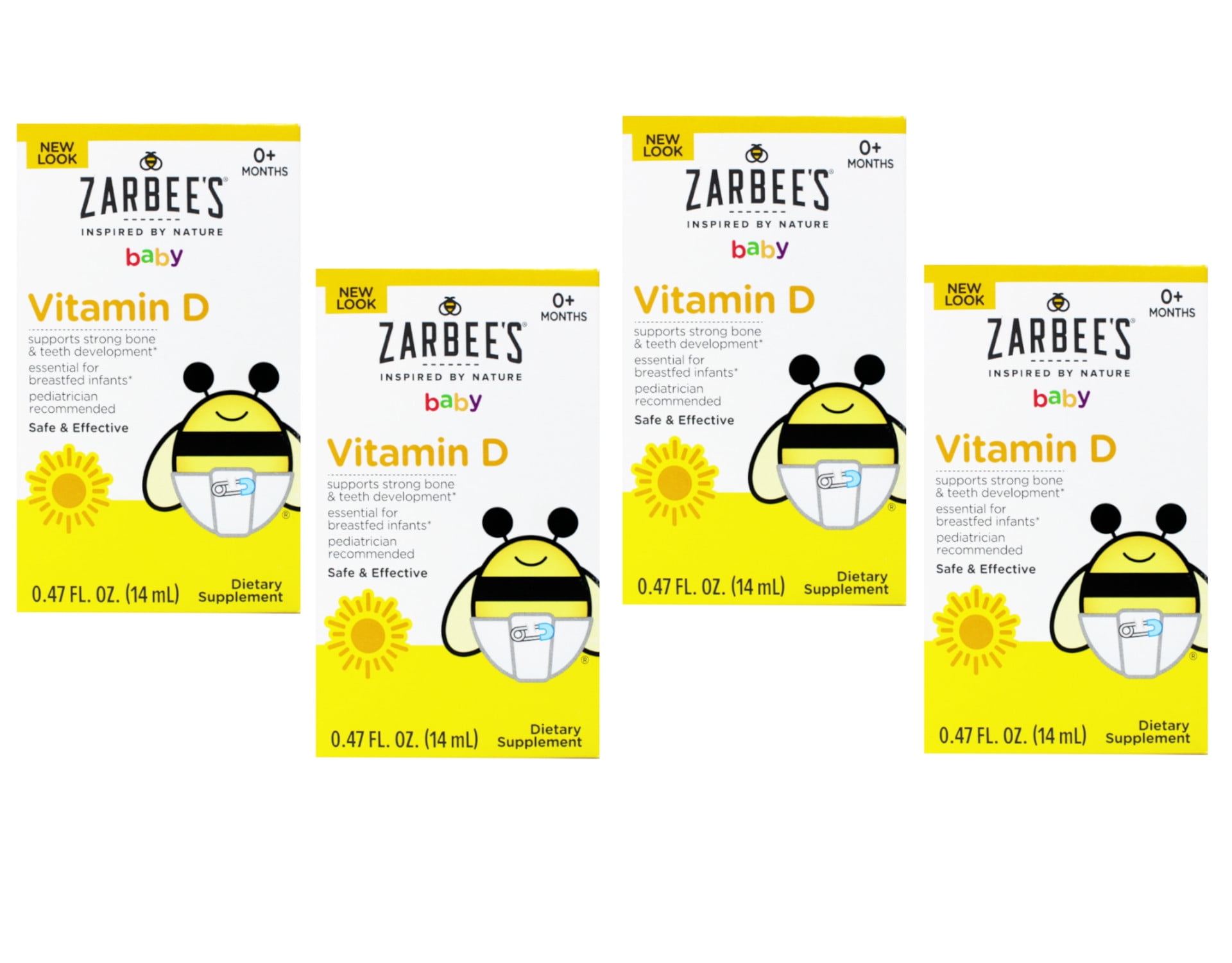 Zarbee's Baby Vitamin D Supplement Baby Vitamin D Drops 0.47 fl oz Pack of 4