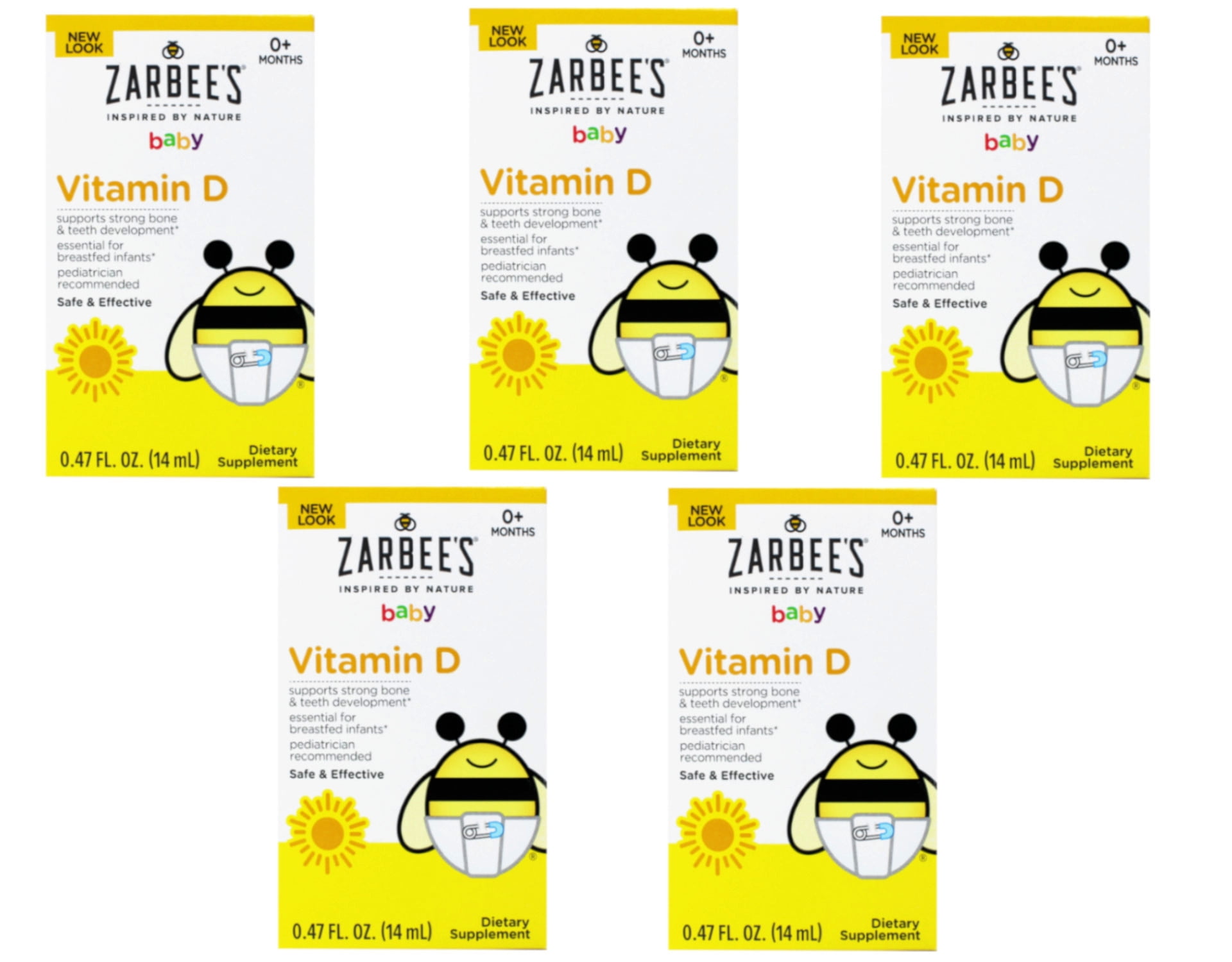 Zarbee's Baby Vitamin D Supplement Baby Vitamin D Drops 0.47 fl oz Pack of 5