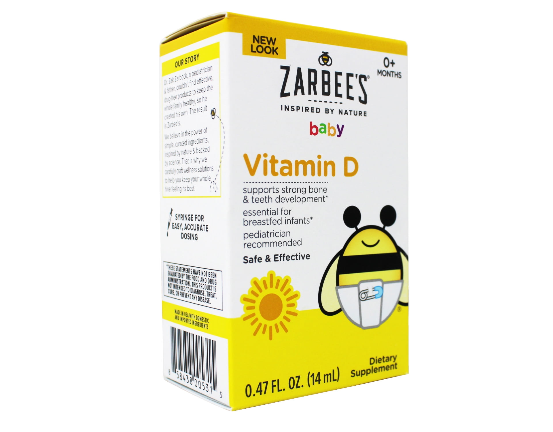 Zarbee's Baby Vitamin D Supplement Baby Vitamin D Drops 0.47 fl oz Pack of 5