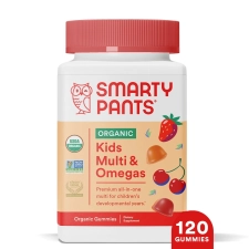 SmartyPants Kids Organic Multi Vegetarian Omega 3 Gummy Vitamins with D3 C B12 120c