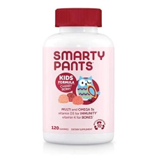 SmartyPants Kids Gummy Multivitamin with Vitamin C D3 Zinc for Immunity Gluten Free Omega 3 Fish Oil B6 B12 Cherry Berry 120 Count