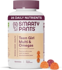 SmartyPants Teen Girl Multi Omega 3 Fish Oil Gummy Vitamins with D3 C B12 120 ct