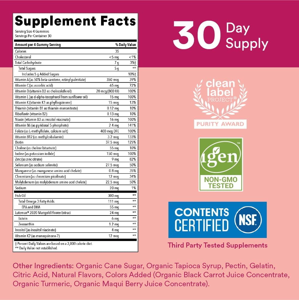 SmartyPants Teen Girl Multi Omega 3 Fish Oil Gummy Vitamins with D3 C B12 120 ct