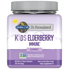 Garden of Life Dr. Formulated Kids Elderberry Immune Support Gummies with Echinacea Zinc Vitamins C D 30 Servings