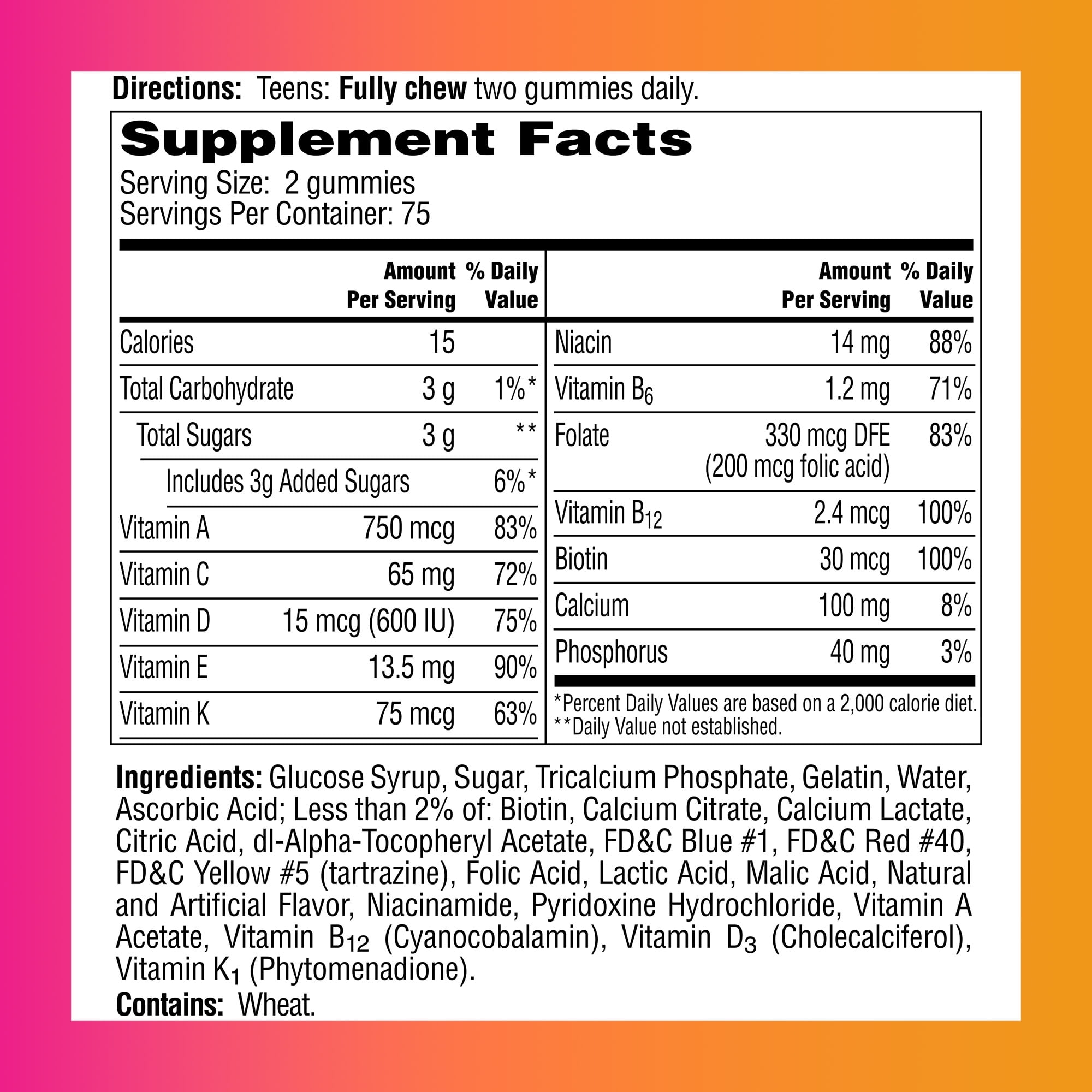 One A Day Teen Multivitamin Gummies for Her 150 Tablets