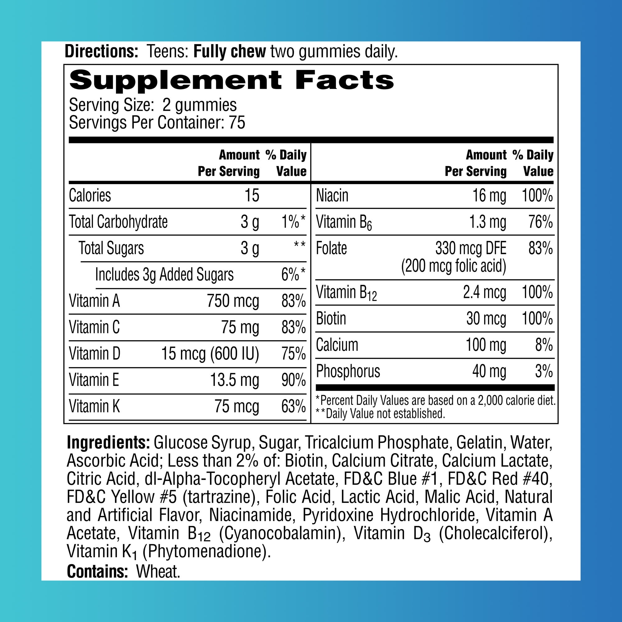 One A Day Teen For Him Multivitamin Gummies 150 Count
