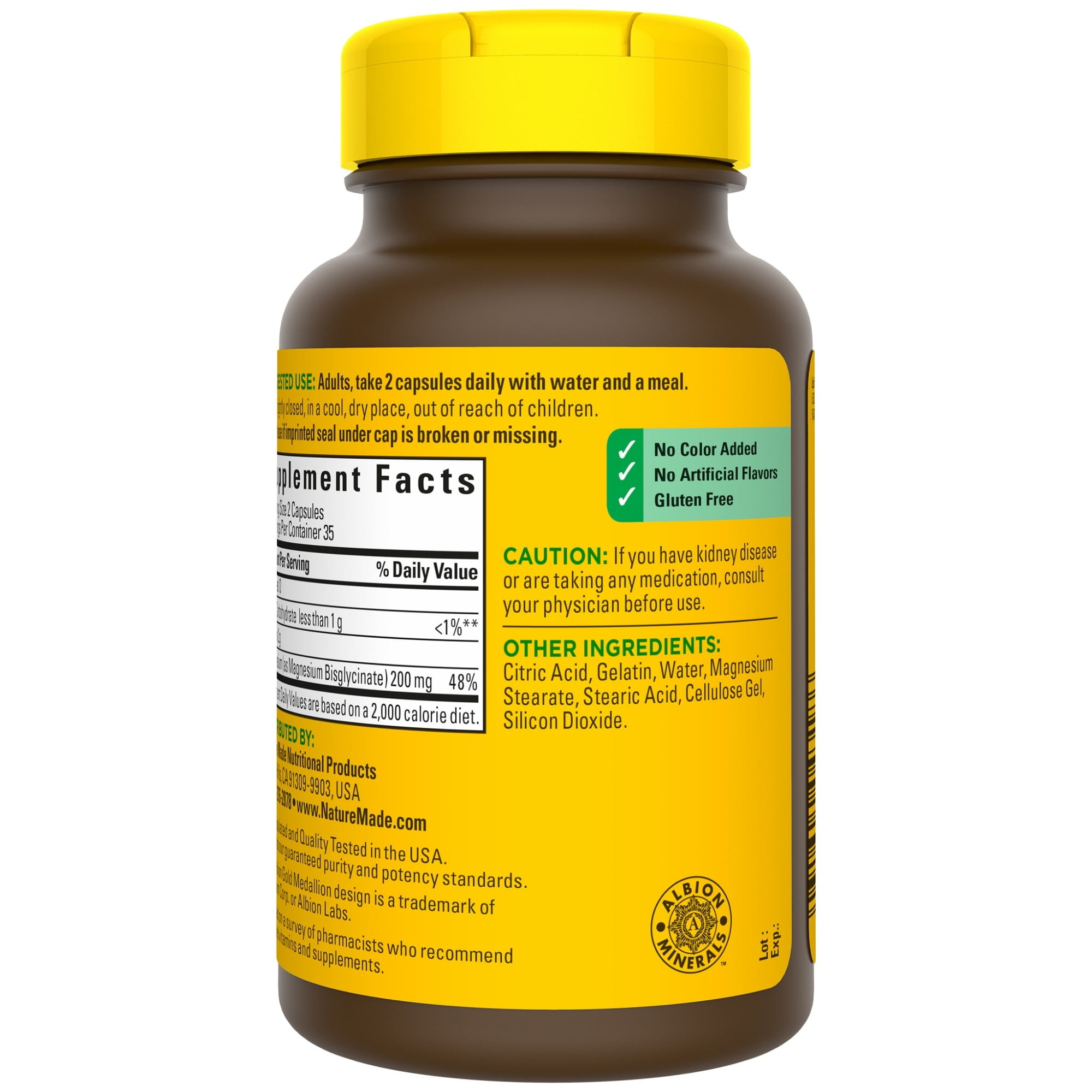 Nature Made Magnesium Glycinate 200mg Capsules Dietary Supplement 70 Count