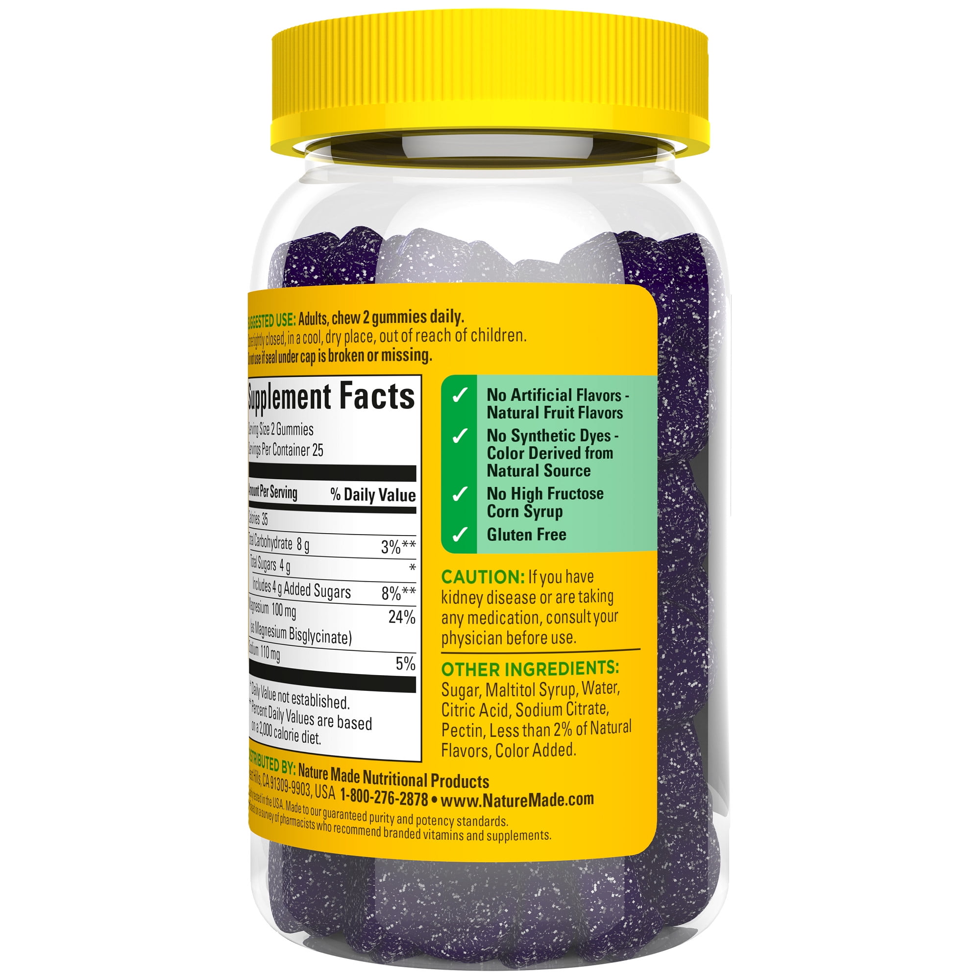 Nature Made High Absorption Magnesium Glycinate Bone and Heart Support Magnesium Gummies 50 Ct